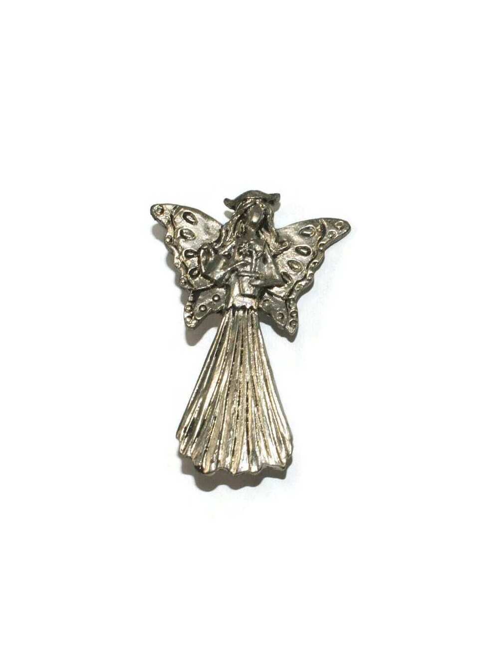 VTG Silver Tone Fairy Brooch with Butterfly Wings, Flower Pot & Watering Can.